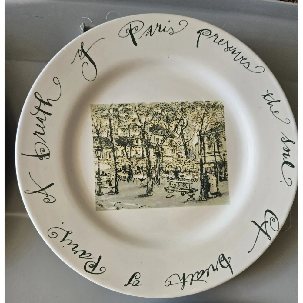 Rosanna For World Market Paris‎ Salad Plates Set 4 Eiffel Tower French Script
